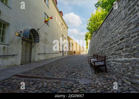 Tallinn, Estonia. July 2022.  view of the road that climbs the Toompea hill in the old town Stock Photo