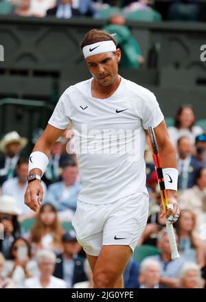 London, UK. 6th July 2022,  All England Lawn Tennis and Croquet Club, London, England;  Wimbledon Tennis tournament; Rafael Nadal (ESP) Credit: Action Plus Sports Images/Alamy Live News Stock Photo