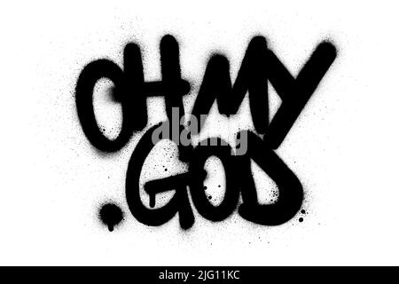 graffiti oh my god text sprayed in black over white Stock Vector