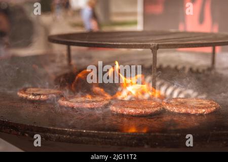 meat cutlets are cooked on an open fire. grill, barbecue Stock Photo