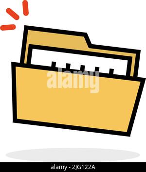 Folder icon with pop document. Editable vector. Stock Vector