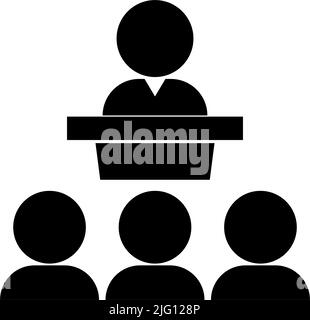 A person giving a speech in front of a crowd. Editable vector. Stock Vector