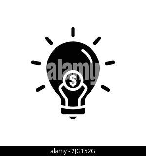 Light bulb icon with dollar. Suitable for entrepreneur icon, business. Solid icon style, glyph. Simple design editable Stock Vector