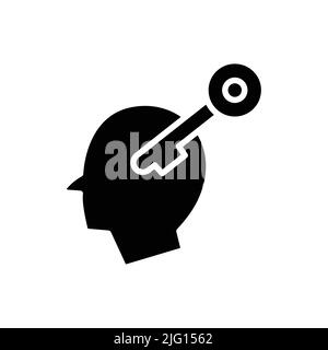 Key icon with head. Suitable for entrepreneur icon, business. Solid icon style, glyph. Simple design editable Stock Vector