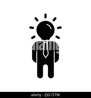 People icon with light bulb head. Suitable for entrepreneur icon, business. Solid icon style, glyph. Simple design editable Stock Vector