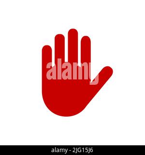 Vector illustration red silhouette hand. Stop sign or symbol icon Stock Vector