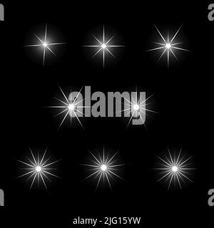 Vector set of sparkle lights stars. Vector illustration Stock Vector