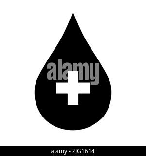 Black donate drop blood sign with cross vector Stock Vector