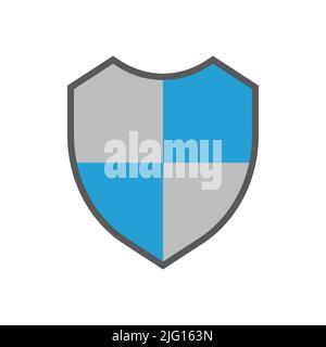 Shield vector icon. Safety badge steel icon. Protected steel guard shield concept Stock Vector