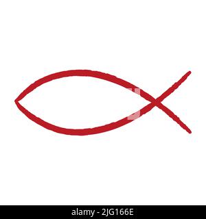Christian symbol fish icon isolated on white background. Vector illustration Stock Vector