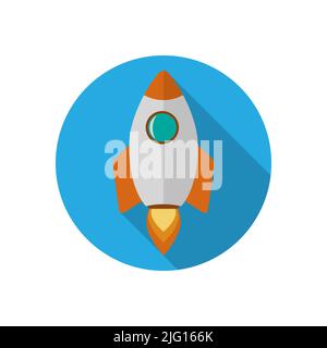 Vector rocket start up icon. Rocket flat design illustration Stock Vector
