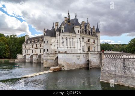 CHENONCEAU, FRANCE - SEPTEMBER 7, 2019: This is the Renaissance Chenonceau Castle on the Cher River in the Loire Valley, which has the popular name of Stock Photo
