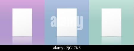 Realistic Poster Mockup Colorful Set Template Reflection Isolated Business Brand Corporate Identity Office Presentation Document Illustration Stock Vector