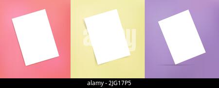 White Blank Isolated Colorful Poster Mockup Template Set Brand Identity Business Card Banner Flyer Invitation Pamphlet Office Illustration Stock Vector