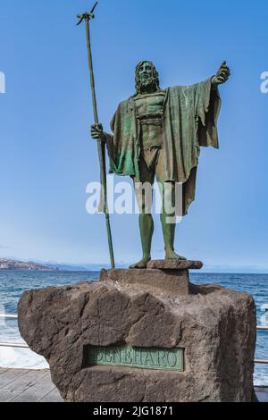 Candelaria, Tenerife, Spain, June 19, 2022.Statue of the Guanche king Beneharo in Candelaria, Tenerife, Canary Islands. Stock Photo