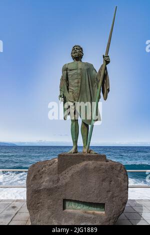 Candelaria, Tenerife, Spain, June 19, 2022.Statue of the Guanche King Adjona in Candelaria, Tenerife, Canary Islands. Stock Photo