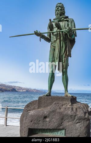 Candelaria, Tenerife, Spain, June 19, 2022.Statue of the Guanche king Anaterve in Candelaria, Tenerife, Canary Islands. Stock Photo