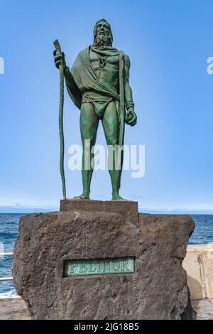 Candelaria, Tenerife, Spain, June 19, 2022.Statue of the Guanche King Pelinor in Candelaria, Tenerife, Canary Islands. Stock Photo