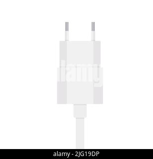 Smartphone USB charger adapter with USB Micro cable Socket and connector for PC and mobile devices Stock Vector