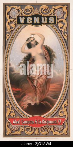 1869 ad for Alexander Cameron and Company Tobacco, Venus, Richmond,  Virginia. Lithograph by Duval & Hunter Stock Photo