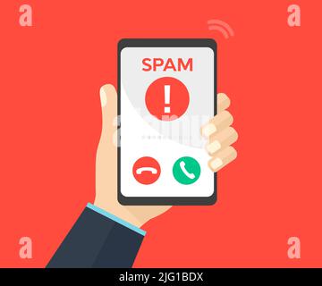 Mobile call screen, Hacker Hacks, Spam Call screen smartphone interface logo design. Incoming call, answer and decline phone call buttons vector. Stock Vector