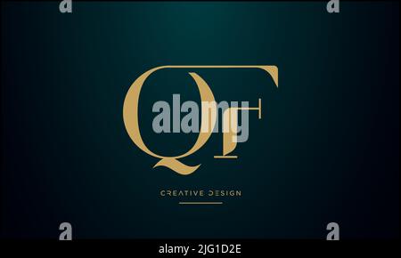 Alphabet Letters QF, FQ, Q or F Abstract Icon Logo Stock Vector