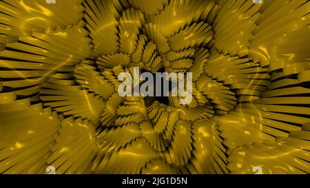 Yellow and pink background. Motion. The background is made like a bright flower in abstraction that shimmers with different colors and moves in a circ Stock Photo