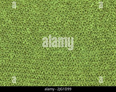 Green knitting wool texture full frame. Knitted green texture surface close up. Textile green material with wicker pattern Stock Photo