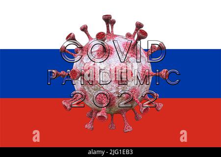COVID-19 pandemic, COVID 2022 restart COVID in Russia 2022, 3D work and 3D image Stock Photo