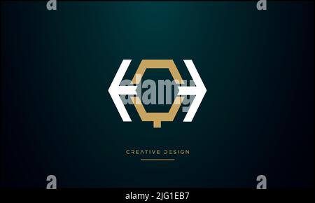 Alphabet Letters QH, HQ, Q or H Abstract Logo Icon Monogram Stock Vector