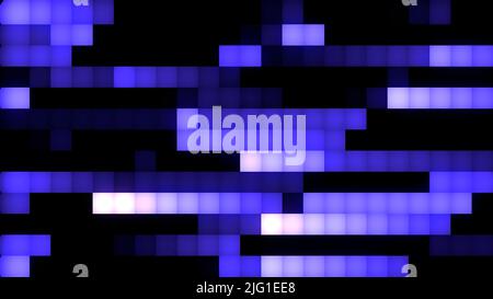 Dark background consisting of squares.Motion.Multicolored small squares in abstraction that run in different directions in pixels. High quality 4k foo Stock Photo