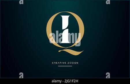 QI, IQ, I or Q Alphabet Letters Abstract Icon Logo Stock Vector