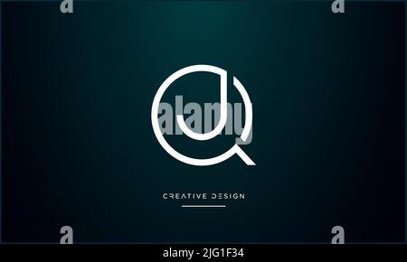 QJ, JQ, Q or J Alphabet Letters Abstract Logo Icon Stock Vector