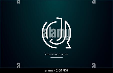 QJ, JQ, Q or J Alphabet Letters Abstract Logo Icon Stock Vector