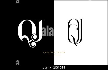 QJ, JQ, Q or J Alphabet Letters Abstract Logo Icon Stock Vector