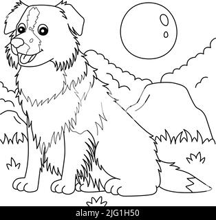 Border Collie Dog Coloring Page for Kids Stock Vector