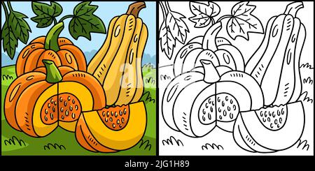 Thanksgiving Pumpkin Coloring Page Illustration Stock Vector