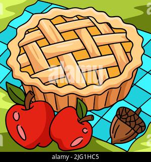 Thanksgiving Apple Pie Colored Cartoon Stock Vector