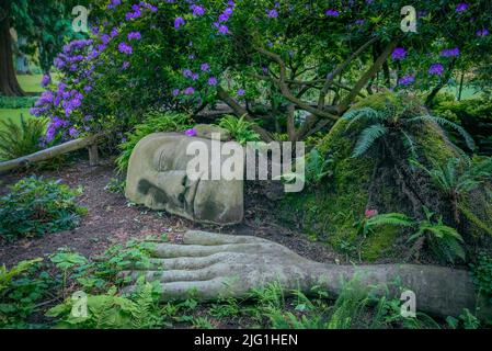The Moss Lady, garden art installation, Beacon Hill Park, Victoria, British Columbia, Canada Stock Photo