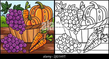 Thanksgiving Harvest Fruits Vegetable Illustration Stock Vector