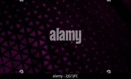 Wavy silky soft fabric with pink triangles on a black background. Motion. Rippling cloth texture with geometric pattern Stock Photo