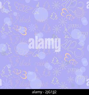 The symbol of 2023 is a rabbit a seamless pattern without a background Stock Vector