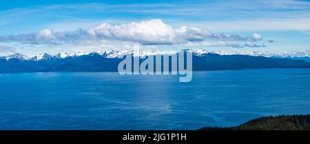 High definition panorama of the mountains at Icy Strait Point near Hoonah in Alaska Stock Photo