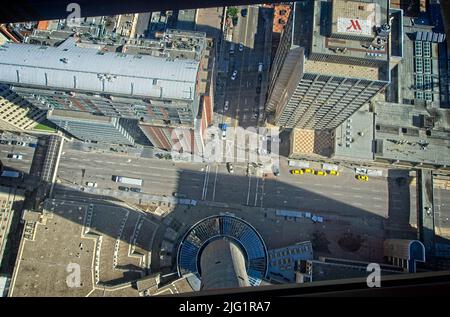 aerial view Calgary Tower Downtown Calgary Alberta Stock Photo