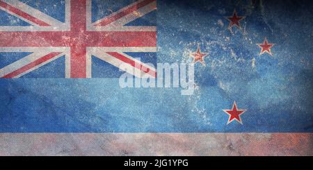 Top view of retro flag Ross Dependency New Zealand with grunge texture. New Zealand travel and patriot concept. no flagpole. Plane layout, design. Fla Stock Photo