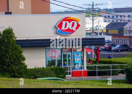 DQ Restaurant and Drive-through. Also known as Dairy Queen is an American chain of soft serve ice cream. HALIFAX, NOVA SCOTIA, CANADA - JUNE 2022 Stock Photo