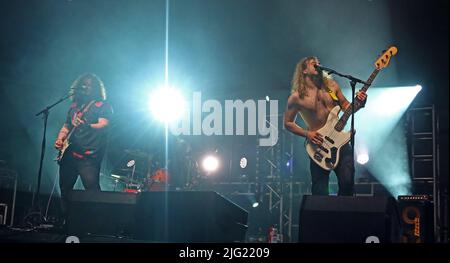 Eddie and the Wolves,performing at Silverstone Woodlands, British F1GP, July 2022, Broken 8 Records,recording artist, debut album ‘War’ Stock Photo