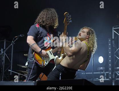 Eddie and the Wolves,performing at Silverstone Woodlands, British F1GP, July 2022, Broken 8 Records,recording artist, debut album ‘War’ Stock Photo