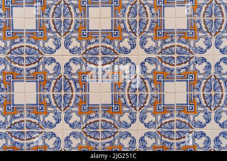 Patterns and textures on beautiful painted tiles in Portugal Stock Photo