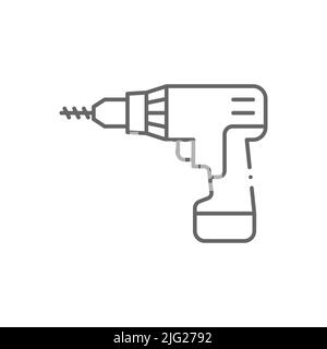 Cordless drill vector icon. line sign for mobile concept and web design. Electric screwdriver glyph icon. Symbol, logo illustration. Vector graphics Stock Vector